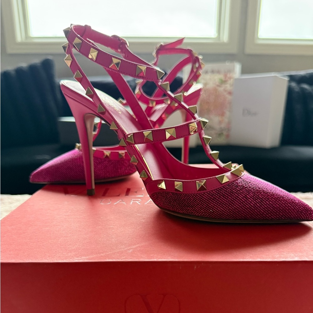 Valentino Garavani Fuchsia Studded Heels